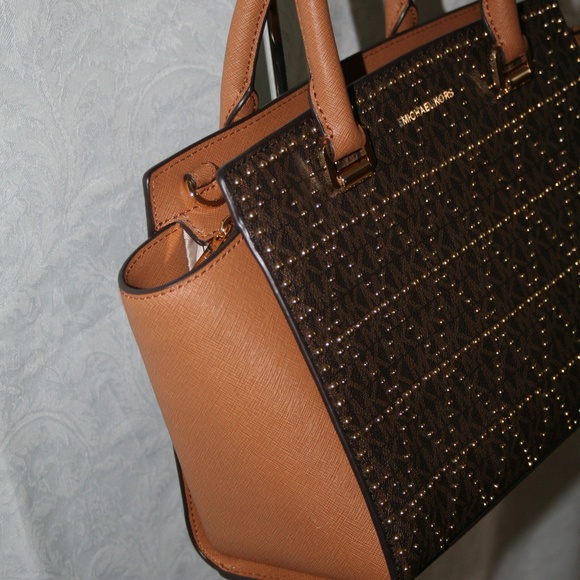MICHAEL KORS SELMA SATCHEL MEDIUM TOP ZIP BROWN - Picture 3 of 7